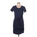 Sundry Casual Dress - Bodycon Scoop Neck Short sleeves: Blue Solid Dresses - Women's Size Medium