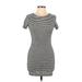 Brandy Melville Casual Dress - Bodycon High Neck Short sleeves: Gray Stripes Dresses