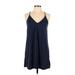 Silence and Noise Casual Dress - Mini V Neck Sleeveless: Blue Solid Dresses - Women's Size Medium