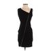 Catherine Malandrino Casual Dress - Mini V Neck Sleeveless: Black Print Dresses - Women's Size P