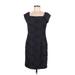 Jessica Howard Cocktail Dress - Sheath Square Short sleeves: Black Dresses - Women's Size 8 Petite