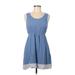 Ya Los Angeles Casual Dress - A-Line: Blue Solid Dresses - Women's Size Medium