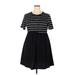 Shein Casual Dress - A-Line High Neck Short sleeves: Black Print Dresses - Women's Size 2X