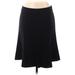 Ann Taylor Casual A-Line Skirt Knee Length: Black Solid Bottoms - Women's Size 8 Petite