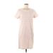 Universal Thread Casual Dress - Shift Scoop Neck Short sleeves: Ivory Print Dresses - Women's Size Medium