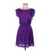 I Love H81 Casual Dress - DropWaist: Purple Solid Dresses - Women's Size Medium