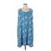 Draper James Casual Dress - Shift Scoop Neck Sleeveless: Blue Print Dresses - Women's Size 2X-Large