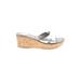 Sam Edelman Wedges: Slide Platform Cocktail Party Silver Print Shoes - Women's Size 11 - Open Toe