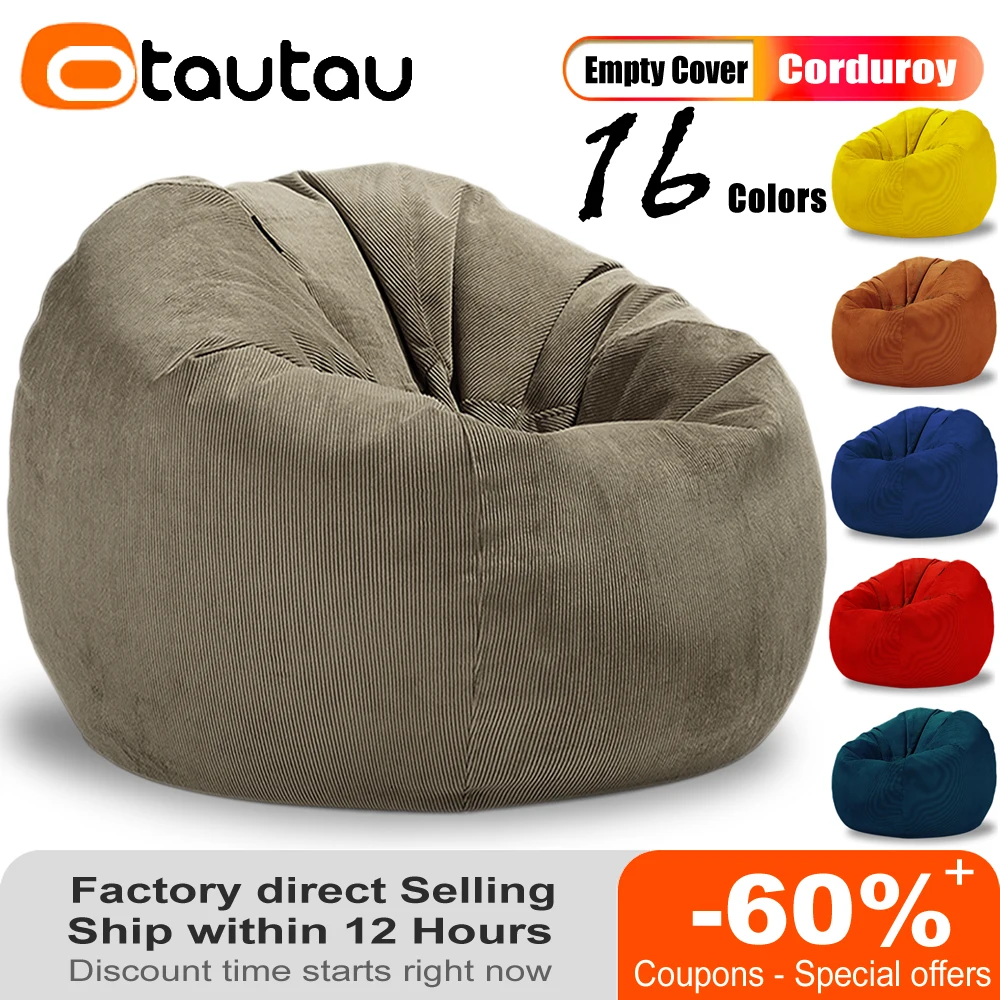 OTAUTAU Erwachsene Kinder Cord Sitzsack Abdeckung Ohne Füllstoff Sitzsack Hocker Stuhl Puff Salon Ecke Sitz Spiel Film Sac DD005 Image