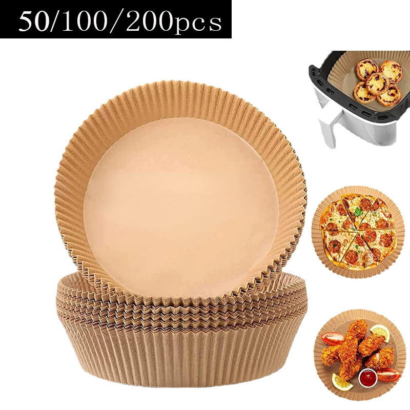 Einwegpapier für Luftfritteusen mit Antihaftbeschichtung, ölabsorbierendes und ölbeständiges Spezialpapier für Küche, Grill, Lebensmittel, Ofen, Backplatte Image