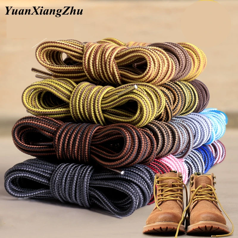 1 Paar gestreifte zweifarbige Schnürsenkel, runde Baumwoll-Schnürsenkel, Outdoor-Stiefel und Turnschuhe, Schnürsenkel, 18 Farben, 70 cm, 90 cm, 120 cm, 150 cm Image