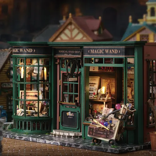 Cute bee Holz Casa Retro Magic House Puppenhaus Miniatur-Baukästen mit Möbel Lichter Puppen häuser
