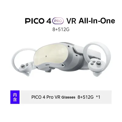 Pico 4 PRO VR-Streaming-Spielbrille, fortschrittliches All-in-One-Virtual-Reality-Headset-Display, 55 frei beliebte Spiele, 256 GB, 3D 8K