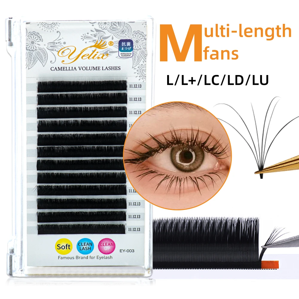 Yelix Multi-Length Fans Natural Camellia Lash Extensions Fluffy Volume Lashes Weiche Wimpernverlängerungszubehör Einzelwimpern Image