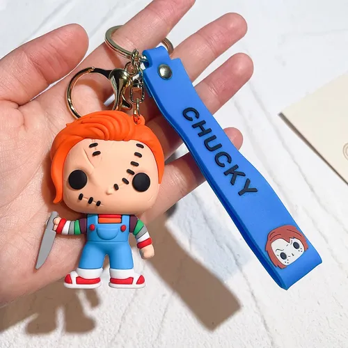 Horrorfilm Kinderspiel Chucky Puppe Schlüssel ring PVC Schlüssel bund Anhänger Figur Spielzeug