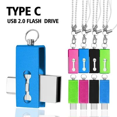 TYPE-C USB-Stick blau USB-Flash-Laufwerk 64GB otg Schlüssel anhänger Pen-Laufwerk Image