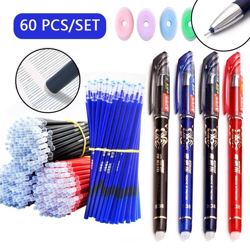 60 Teile/satz Kawaii Löschbaren Stifte 0,5mm Gel Stift Undurchlässige Gel Tinte Büro Schule Schriftlich Supplie Schreibwaren Image