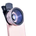 Obiettivo per telefono cellulare a 2 funzioni Obiettivo grandangolare 0,45X e obiettivo per fotocamera Macro HD 12,5X universale per iPhone Android Phone Smartphone