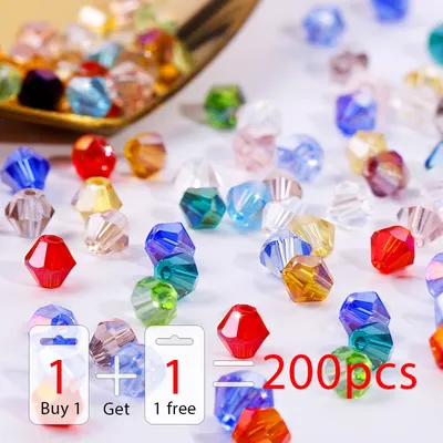 Kaufen Sie 1 und erhalten Sie 1 kostenlose 4mm glänzende Kristall perlen Bicone Perlen Glasperlen