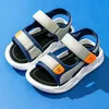 2023 kinder Sommer Jungen Leder Sandalen Baby Schuhe Kinder Flache Kind Strand Schuhe Sport Weiche Nicht-slip Casual kleinkind Sandalen
