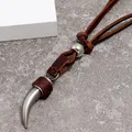 Kirykle Horn Anhänger Halskette Männer braun Echt leder Halskette Schmuck künstliche ethnische