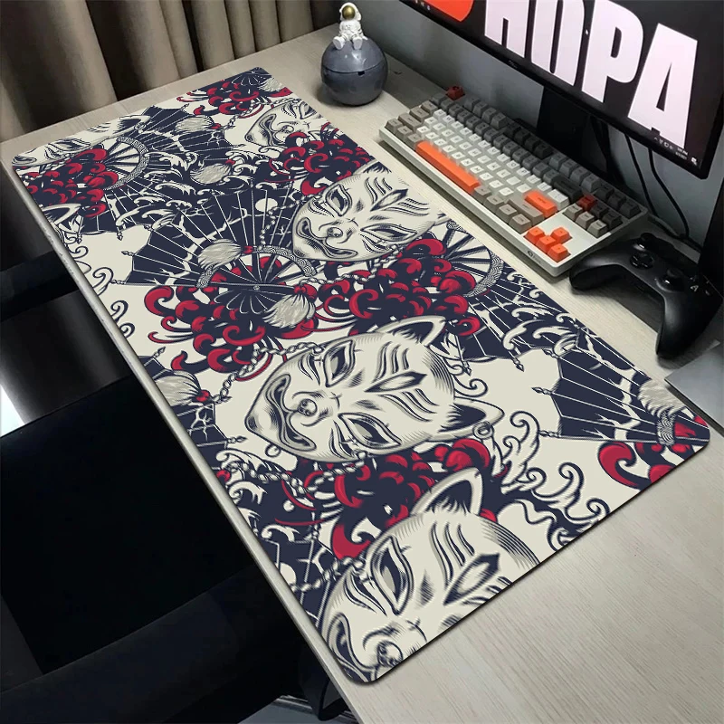 Anime Büro Tisch Zubehör Katze Maske Blume Pads Maus Pad xxl Gamer 900x400 Gaming Mosuepad Geschwindigkeit Große Computer schreibtisch Matte Image