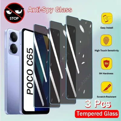 3Pcs Anti-spion Privatsphäre Gehärtetem Glas Für Xiaomi POCO C65 F5 X5 F4 X4 F3 X3 F2 Pro GT abdeckung Screen Protectors Schutz Glas