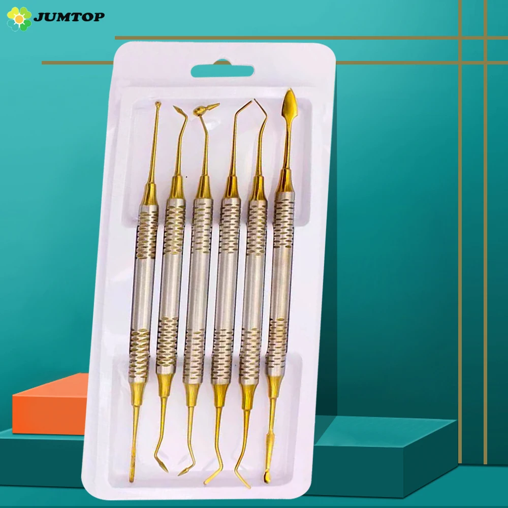 Dental harz Spatel Verbund füllung Titan beschichtete Kopf Harz Füllstoff Set Zahnarzt Werkzeug Zahnmedizin Materialien Image