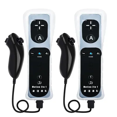 Wireless Gamepad Built-in Motion Plus Remote kompatibel für Nintendo Wii Controller Nunchuck Set mit Image