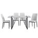 Dining Table Chairs Set for 4, Rectangular Dining Room Table Set, MDF Modern Dining Table & Leather Chairs