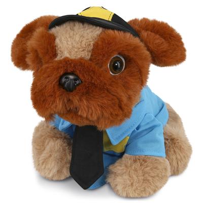 DolliBu Brown Pug Dog Police Officer Plush with Cop Uniform and Cap - 8 inches