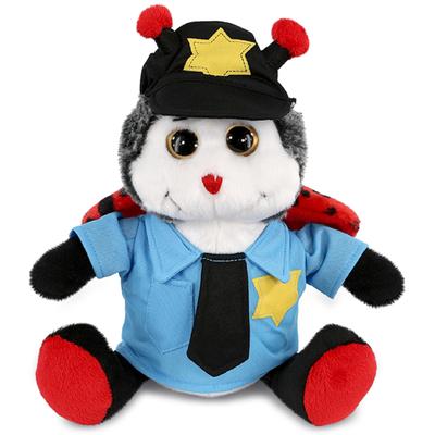 DolliBu Sitting Ladybug Police Officer Plush with Cop Uniform and Cap - 9 inches