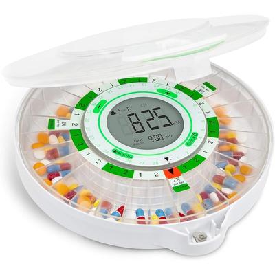 LiveFine 28-Day Automatic Pill Dispenser with Upgraded LCD Display, Key Lock, Sound & Light