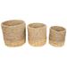 Set of 3 Textured Woven Round Seagrass Baskets 13.75"