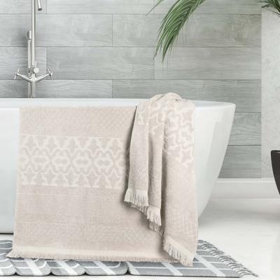 Superior Rolla Cotton Geometric Jacquard Plush Soft Bath Sheet Set of 2