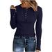 FAIWAD Tops for Women Long Sleeve Slim Ribbed Knit Button Down Tops Fall Winter Casual Pullover Tops