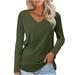 FAIWAD Women s V Neck Long Sleeve Tunic Tops Casual Solid Color Basic Lightweight Pullover Tops