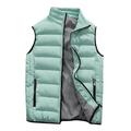 UoCefik Men Puffer Vest Plus Size Quilted Padded Hunting Jacket for Men Zip Up Warm Puffer Vest with Pockets Sleeveless Solid Color Winter Men Coats Stand Collar Outerwear Vests Sky Blue 3XL