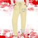 ZQGJB Baseball Heart Print Sweatpants for Women Casual Sherpa Fleece Lined Drawstring Elastic High Waist Straight Leg Pants Plush Thick Warm Trousers with Pockets Beige XL