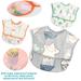 3 Pieces Soft Waterproof Short Sleeve Toddler Bib Dinosaurs Owl Potted pattern Odor Resistant baby Smock Bib Baby Rice Pocket Waterproof Bib 1-3 Years Old Washable Stain Junior Bib