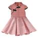 EHQJNJ Baby Girl Fall Outfits 12-18 Months Skirt Summer Toddler Girls Short Sleeve Print Princess Dress Dance Party Dresses Clothes Pink Plaid Baby Girl 4 Months