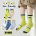 LEEy-world Toddler Socks Toddler Boys Girls Letter Print Socks Socks for Boy 3 To 16 Years Pack of 5 Pairs Crew Socks (Green 3-5 Years)