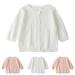 FAKKDUK Toddler Girl Sweater Girls Button Front V Neck Cardigan Long Sleeve Drop Shoulder Casual Sweater for Girls Toddler Kids Baby Girls Cute Thin Cardigan Coat