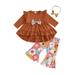 CIYCuIT Baby Girl 3Pcs Outfits Long Sleeve Ruffles A-line Tops + Floral Print Pants + Headband 3M 6M 9M 12M 18M 24M Infant Toddler Sweet Casual Daily Clothes