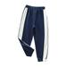 Fimkaul Boys Girls Pants Child Patchwork Cotton Fashion Sport Trousers Outfits Clothes Casual Pants Baby Clothes Navy Blue