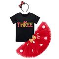 IBTOM CASTLE Toddler Baby Girls 1st 2nd 3rd Birthday Outfit Polka Dots Romper Tutu Skirt Mouse Ears Headband Cake Smash Clothes for Photo Props 3 Years Black