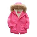 Wefuesd Boy s Winter Lined Coat Water-proof Fleece Thick Outerwear Girls Quilted Hooded Par-ka Jacket Winter Kids Pu-ffer Boys Coat&jacket Baby Boy Clothes Baby Clothes Hot Pink 130