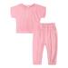 mveomtd Toddler Kids Baby Girls 2 Pieces Tracksuit Summer Outfits Solid Short Sleeve T Shirt Sweatshirt Tops Long Pants Set Teen Two Piece Outfit New Baby Gift Set Girl