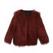 Mrat Kids Girls Thick Coat Winter Fuzzy Outwear Clothes Warm Windproof Fleece Coat Cardigan Thicken Warm Outwear Wine 120