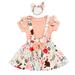 mveomtd Toddler Kids Baby Girl Animal Rabbit Tops Bow Suspender Skirt Outfits Set Teen Outfits for Girls Checker Pants